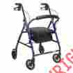 1024 Probasics 4 Wheeled Aluminum Rollator With Padded Seat And Loop Brakes