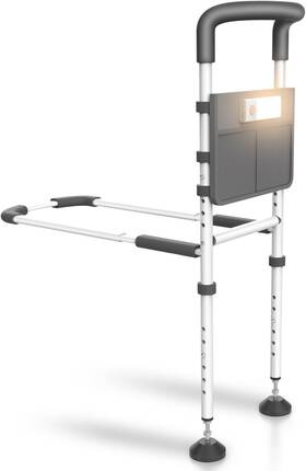 12011 Agrish Bed Rails For Elderly With Leg Light Dark Gray