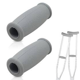 F01000 Bcautay 2 Pcs Crutch Hand Grip Replacement Cane Handgrips Soft Rubber Gray