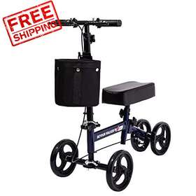 C81-b00449b2 Beyour Walker Knee Scooter With Basket Dual Braking System For Ankle Indigo