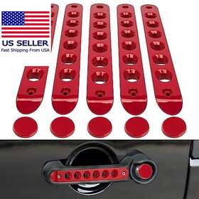 Bjsia-jpmbs-01 Bjsia 5 Pcs Side Door Grab Handle Inserts Cover And Push Button Knobs Red