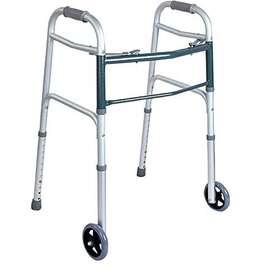 Bodymed 815802018869 Deluxe 2-button Folding Walker Without Wheels For Seniors Lightweight