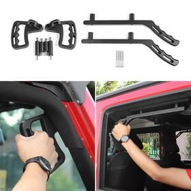 Jimen06517 Branded For Jk Grab Handles 4pcs Front And Rear Grip Handle Metal Black