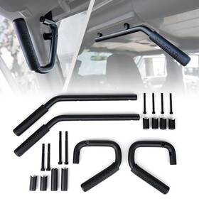 Zs-0089k-g1 Branded 4-piece Front And Rear Aluminum Grab Handles Kit Heavy-duty Roll Black