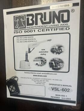 Vsl-602 Bruno Curb-sider Wheelchair Lift For Vehicle 1owner Worksfine Manual Too