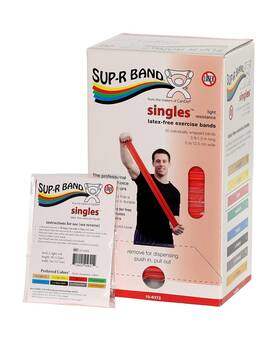 10-6372 Cando 714905056139 Sup-r Band Latex-free 5ft Singles 30 Piece Dispenser Red