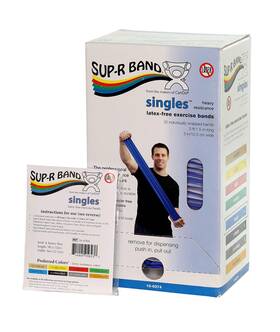 10-6374 Cando 714905056153 Sup-r Band Latex-free 5ft Singles 30 Piece Dispenser Blue