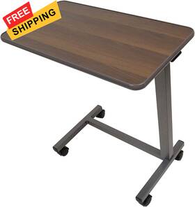 Fge80000 Carex Overbed Table Adjustable 1 Count Pack Of Wood Grain