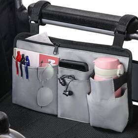Lyb002 Ctwwfs Upgrade Wheelchair Side Bag With Cup Holder Armrest Accessories Gray