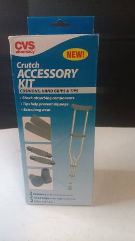 Cvs 050428442326 Crutch Accessory Kit Gray Includes Cushions Hand Grips And Tips New Sealed