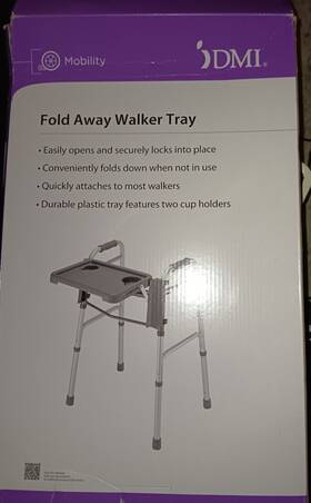 510-1084-0300 Dmi Mobility Fold Away Walker Tray With Two Different Cup Holders