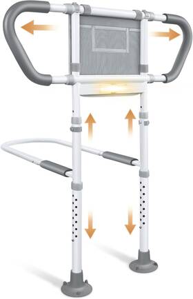 Hc030-3 Easymake Bed Rails For Elderly Adults Safety Adjustable Bedside Assist White