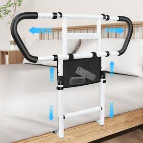 Hy24 Easymake Bed Rails For Elderly Adults Safety Adjustable Bedside Assist Black