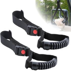 Ecocstm-cha-02 Ecocstm 2 Pcs Car Adjustable Grab Handles Accessories Black