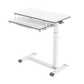 Mybt007mc Ethu Overbed Table With Wheels Medical 26 Inch X 20 44.5 White