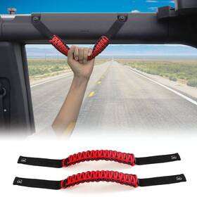 Gbmall 763185848378 Bronco Grab Handles 2 X Roll Bar Paracord Grip Red