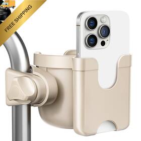 0066 Guiseapue Cup Holder For Walker Wheelchair With Phone Beige