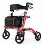 Hct-9123 Rinkmo Rollator Walker For Seniors Disability Backrest Red Hand Brake