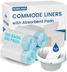 Pj-0086 Homland Uska/pj-0086/hdfzn/c01 Commode Liners With Absorbent Pads 100 Bags White