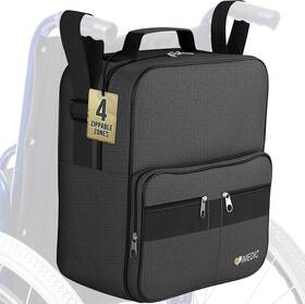 Imedic Wbag-k 1 Deluxe Wheelchair Bag Storage Backpack For Adults Hangs Securely On Black