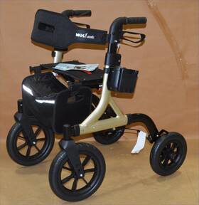 Mw2402 Maxwalk Rollator Walker With Seat 12 Inch Rubber Wheels All Terrain - Gold