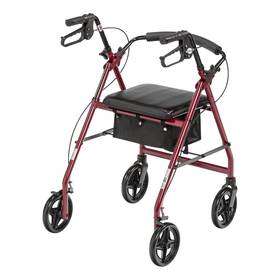 146-r728rd Mckesson Rollator Adjustable Height Aluminum 33 To 38 Inch Handle Red