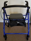 Mds86850ebs Medline Basic Steel Rollator With Wheels Blue Heavy Duty Lbs