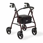 Mds86850es8 Medline Adult Steel Folding Rollator Walker Wheels Burgundy 884389931700