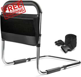 Medical King 810078570202 Bed Assist Rail/bar Without Legs For Adult Silver Black