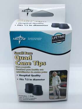 Mds86424w Medline 1/2 Inch Cane Tips For Small Base Black One Pair Brand New Nib