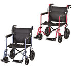 330r-330b Nova 20inch Lightweight Folding Transport Chair Wheelchair 12 Rear Wheels Red Blue