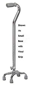 1606 Quad Cane-large Base Silver With Vinyl Grip