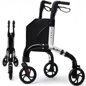 Qa-6h8q-wzlh Retaoldth Premium 3 Wheel Rollator Walker For Seniors Lightweight Foldable Gray