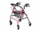 Rj4300p Walkabout Lite Lumex Walkers For Elderly Medical Supply Walker Rolling Hand Brakes Padded Seat Pink 811032667761