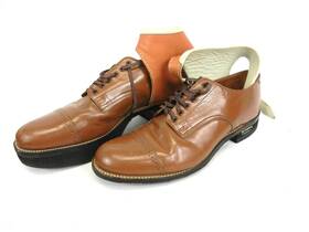 462377 Stacy Adams 00040 Mens Custom Fit Ortho Brace Leather Dress Shoes Cognac 8 1/2 D T289