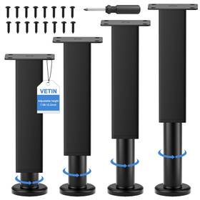 Vet-fls-1020 Vetin 4 Pcs Adjustable Bed Support Legs 7.08-12.2 Inch Heavy Duty Metal