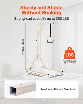 Vevor 197988511120 Trapeze Bar For Bed Mobility 350lbs Capacity With 2 Wheels