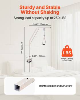 Vevor 197988511243 Trapeze Bar For Bed Mobility 250lbs With Clamps And Metal Chain