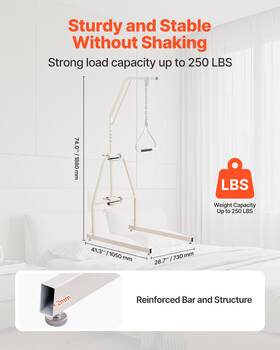 Vevor 197988669081 Trapeze Bar For Bed Mobility 250lbs With Clamp And Floor Stand
