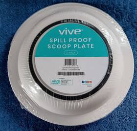 Vive 810178880768 Health Spill-proof Scoop Plate 9 Inch 2 Pk White Dish Wall Disabled Hand Sides