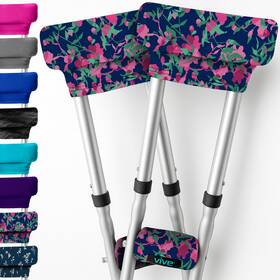 Csh1044 Vive Premium Crutch Pads And Hand Grips - Comfortable Breathable Pink Floral
