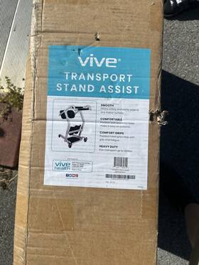 Mbq034wht Vive Transport Stand Assist Heavy Duty 400 Lb Padded Seat Smooth Gliding