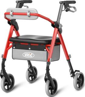 Vocic 810190250662 Walkers For Seniors Z11 Rollator Walker With Seat Max 380 Pound Red