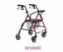 00754756916626 W1660r W1660r-1 Essential Medical Supply Inc Featherlight Demi 4 Wheel Walker With Loop Hand Brakes Red