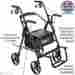 Wheelchairrollatorwalker8324 Wrw8324 Wheelchair Rollator Walker Black Transport Mobility Disability Caregiving Aide 731329158324