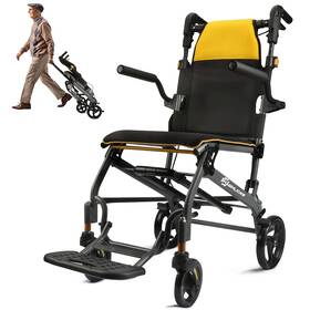 Whlicks 850065367538 Wheelchairs For Adults Transport Chair Lightweight Foldable 17 Inch Width Yellow