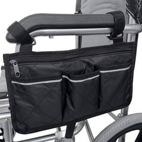 Wivmypog 650214334332 Wheelchair Side Bag Waterproof Armrest Pouch With 32.5 18 1cm Black