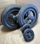 4 Quickie Iris Wheelchair Wheels: Rear PR1MO 12.5 2.25 & Front 6. Fixed Price $65.00.
