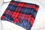 Vintage Throw Lap Camp Blanket Red Blue Tartan Plaid Classic 59 X 57 Fringe Soft. Fixed Price $22.85.