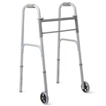 Medline Easy Care Two Button Folding Walker W/ 5" Wheels Model No MDS86410W54BH. Fixed Price $24.99.